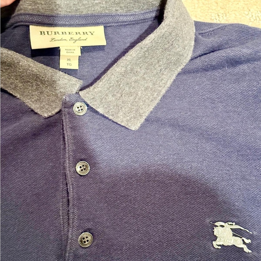 Dark Blue Burberry Polo XL